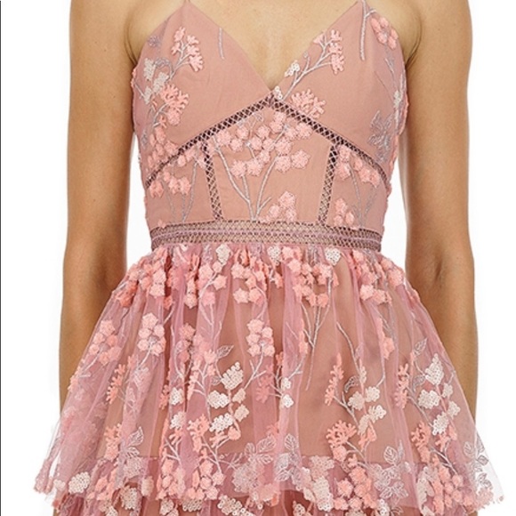 self portrait crew neck floral embellished midi dress